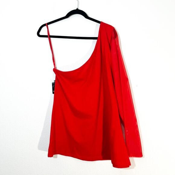 NEW Torrid 3X Plus Size Top Womens Mesh Going Out Casual Party One Shoulder - Picture 3 of 5